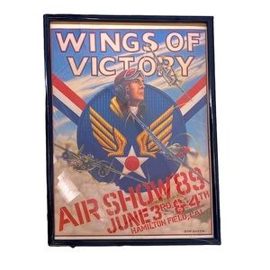 1989 Nat Quick Signed Original Air Show “ Wings Of Victory if Victory “ Poster